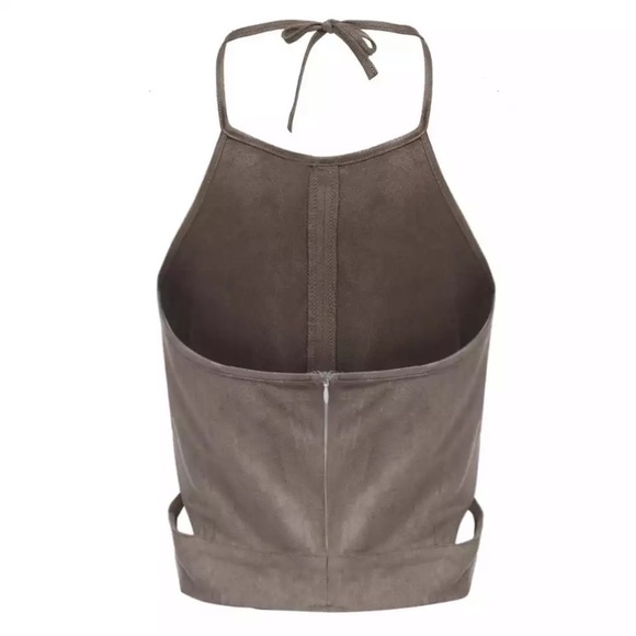 🔹Last 1🔹Sexy Suede Halter Crop Top - Picture 3 of 8